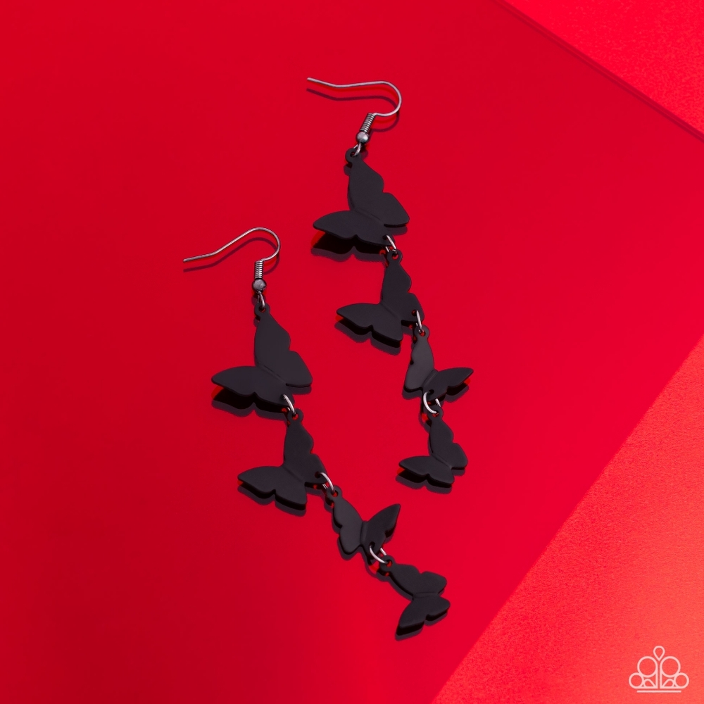 Haphazard Headliner Black Earrings Rare Find Gorgeousness - Picture 3 of 4